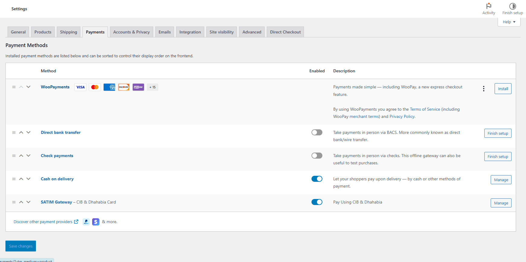 Accessing the SATIM Gateway Settings