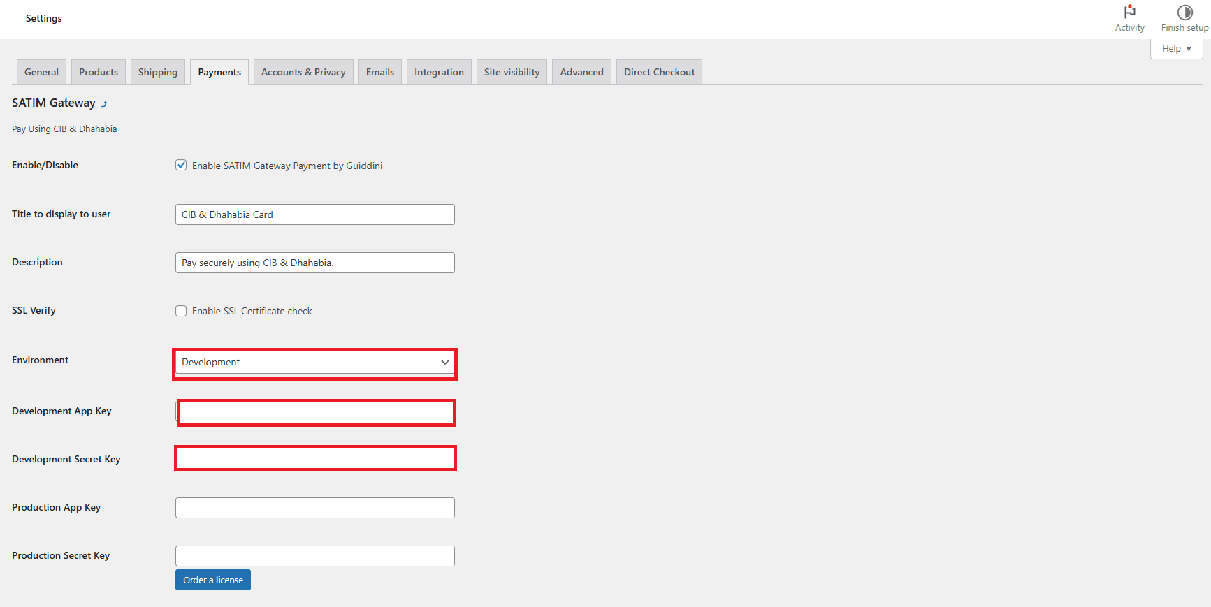 Configuring SATIM Gateway